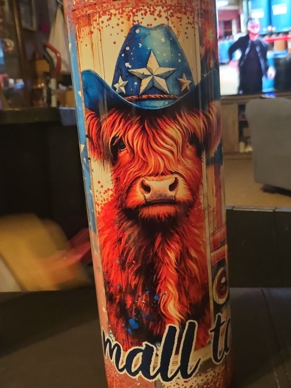 NaNa Red Orange Blue Highland Cow Tumbler